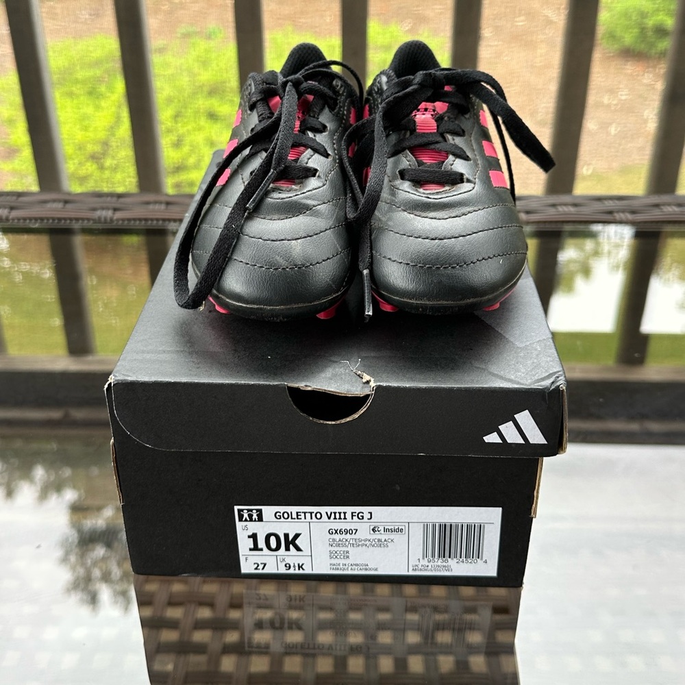 Adidas Kids Golettos Black and Pink Soccer Cleats Toddler Size 10